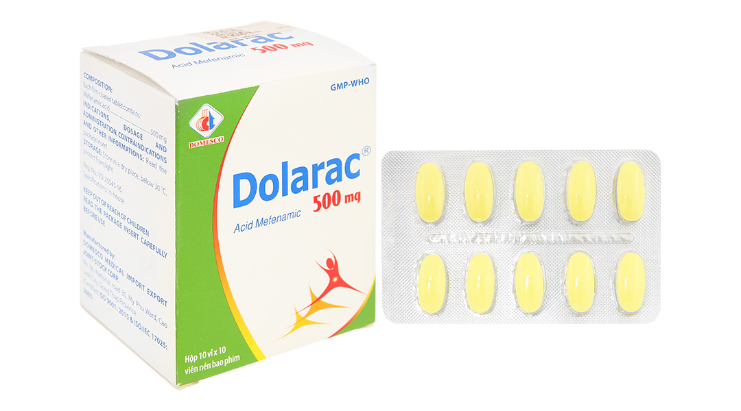 Dolarac 500mg giảm đau do viêm khớp, đau bụng kinh hộp 10 vỉ x 10 viên