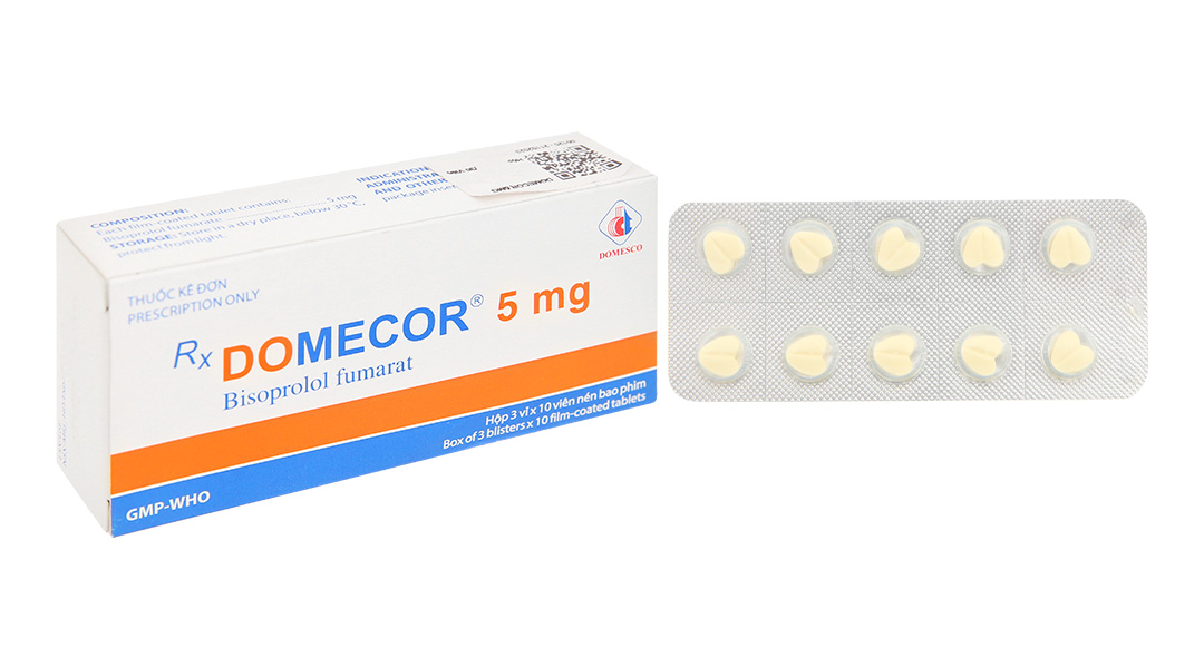 Domecor 5mg điều trị tăng huyết áp nhẹ đến vừa (3 vỉ x 10 viên)