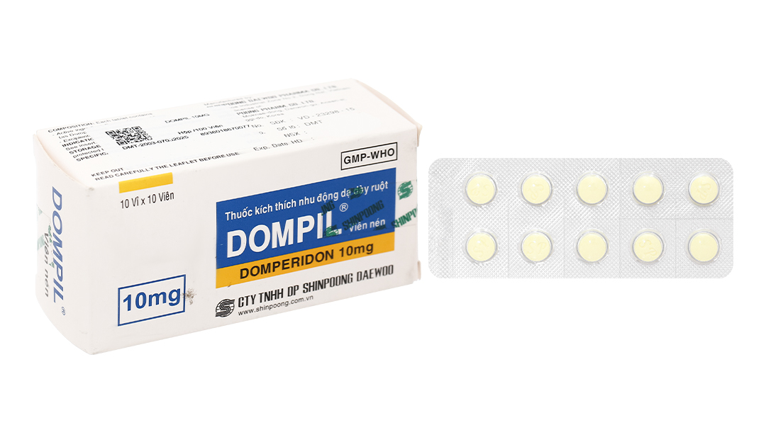 Dompil 10mg trị triệu chứng nôn và buồn nôn (10 vỉ x 10 viên)