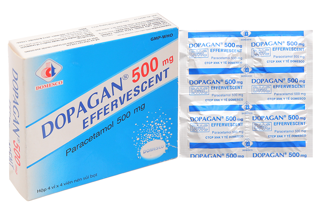 Viên sủi Dopagan 500mg Effervescent giảm đau, hạ sốt (4 vỉ x 4 viên)