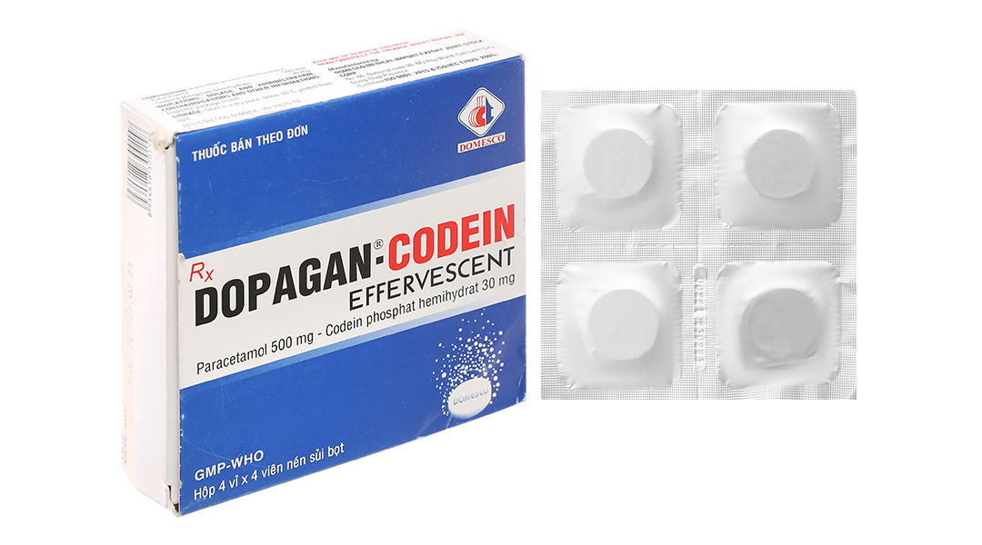 Viên sủi Dopagan-Codein Effervescent trị cơn đau mức độ trung bình (4 vỉ x 4 viên