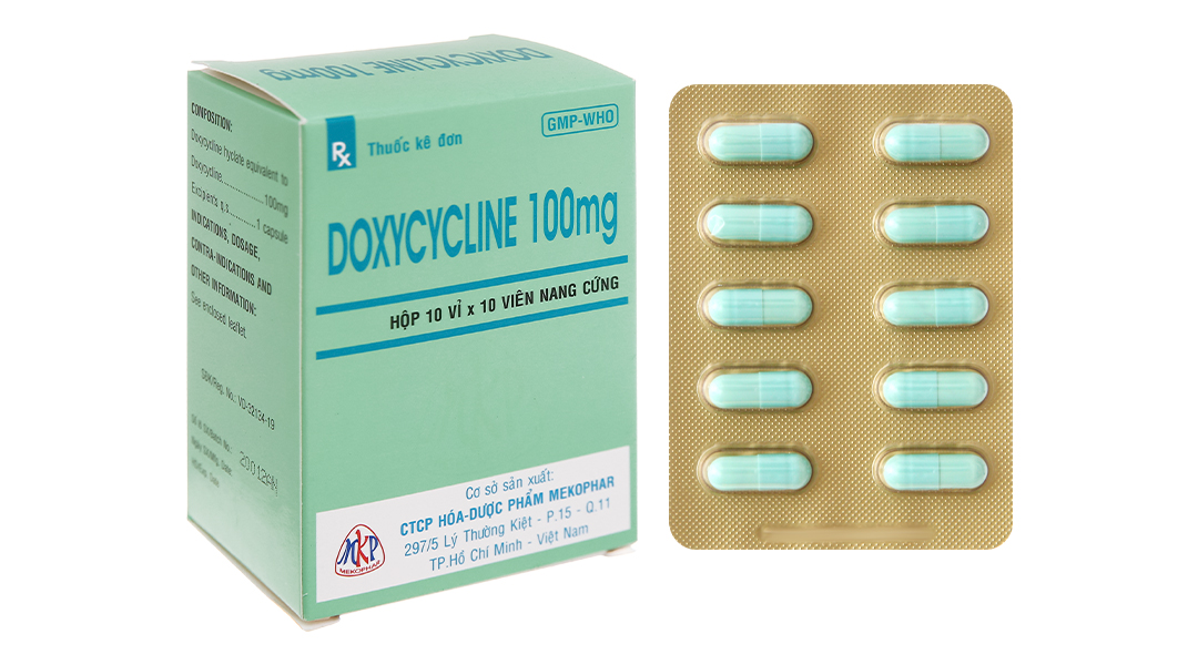 Doxycycline 100mg trị nhiễm khuẩn (10 vỉ x 10 viên)