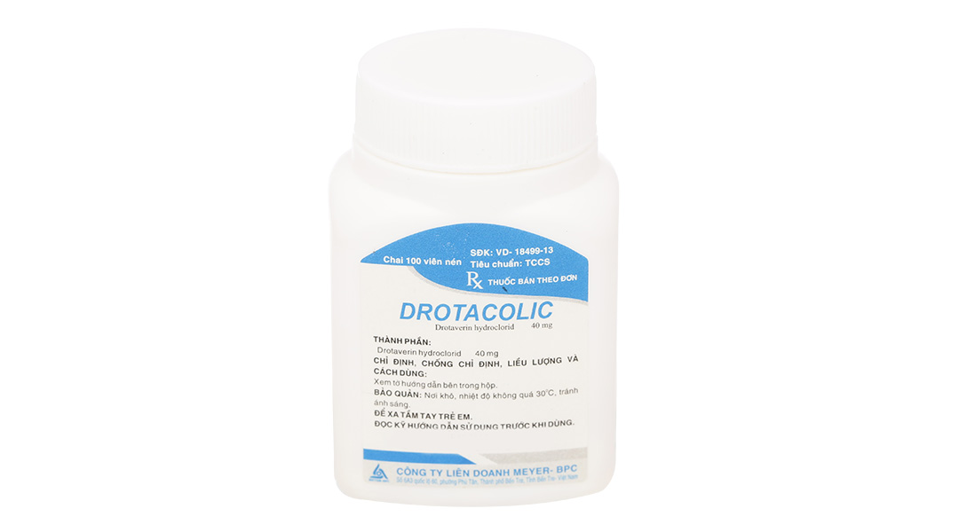 Drotacolic 40mg giảm đau do co thắt dạ dày, ruột chai 100 viên