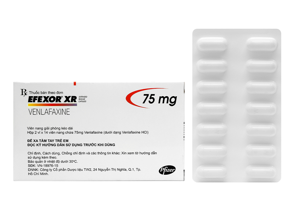 Efexor XR 75mg trị trầm cảm, rối loạn lo âu (2 vỉ x 14 viên)