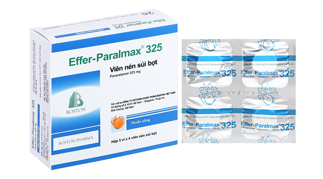 Viên sủi Effer-Paralmax Extra 650mg giảm đau, hạ sốt (5 vỉ x 4 viên)