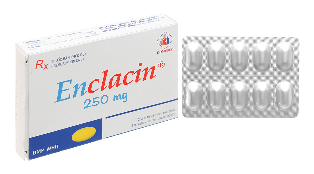 Enclacin 250mg trị nhiễm khuẩn (2 vỉ x 10 viên)