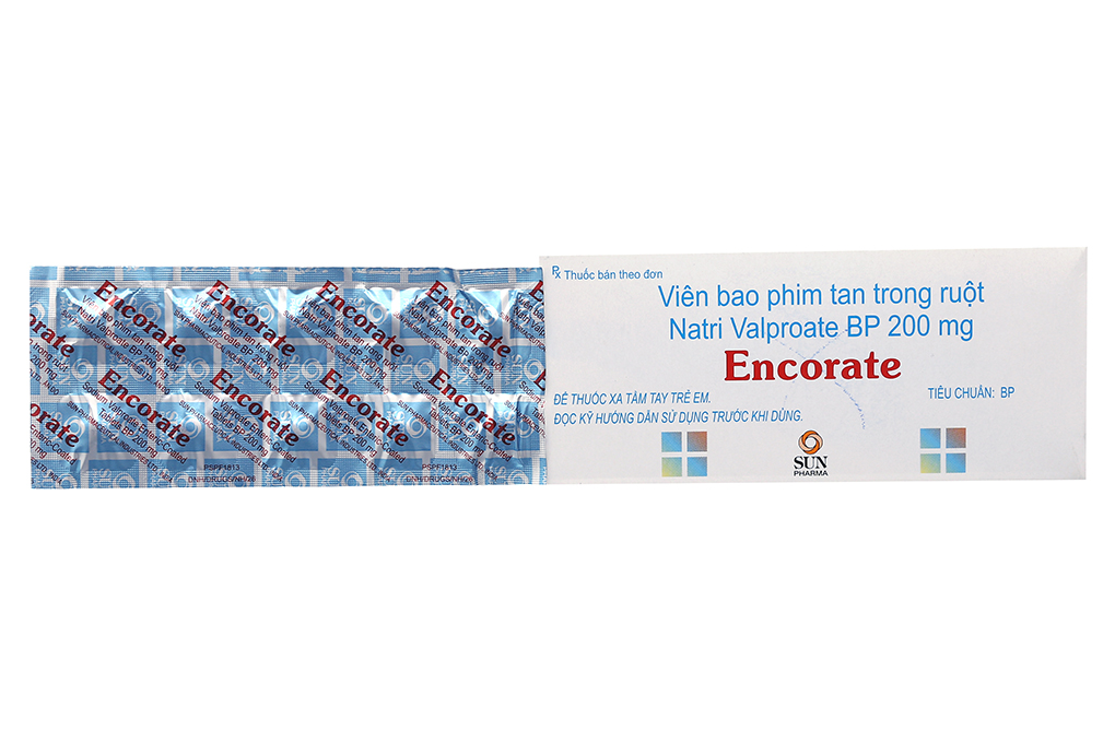 Encorate 200mg trị động kinh, rối loạn lưỡng cực (10 vỉ x 10 viên)