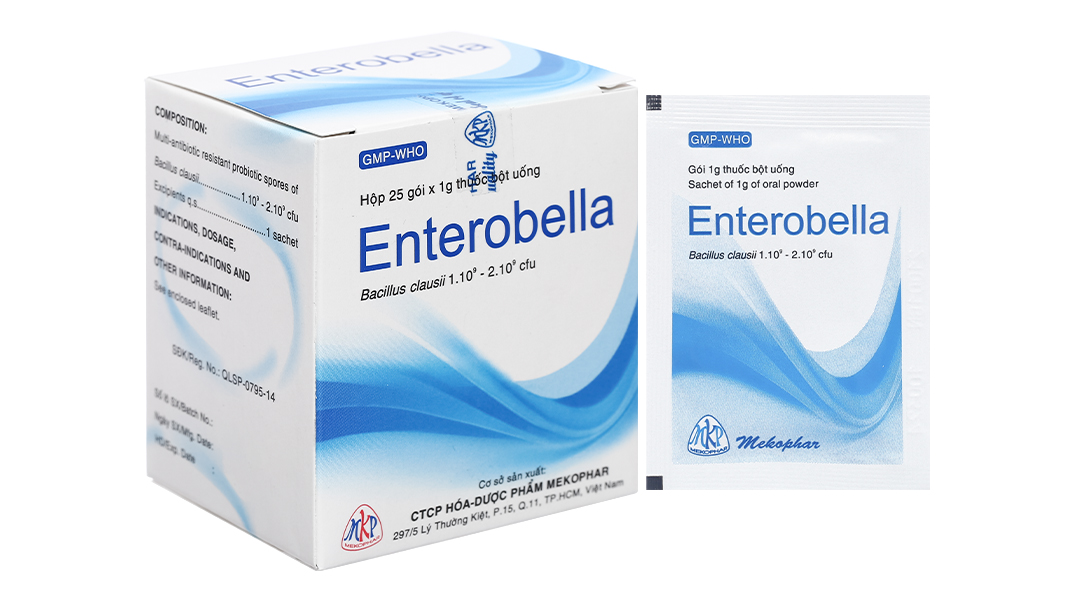 Bột men vi sinh Enterobella hỗ trợ trị rối loạn tiêu hóa (25 gói x 1g)