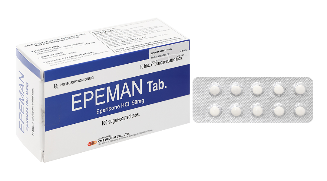 Epeman Tab. 50mg giãn cơ, trị đau do co cứng cơ (10 vỉ x 10 viên)