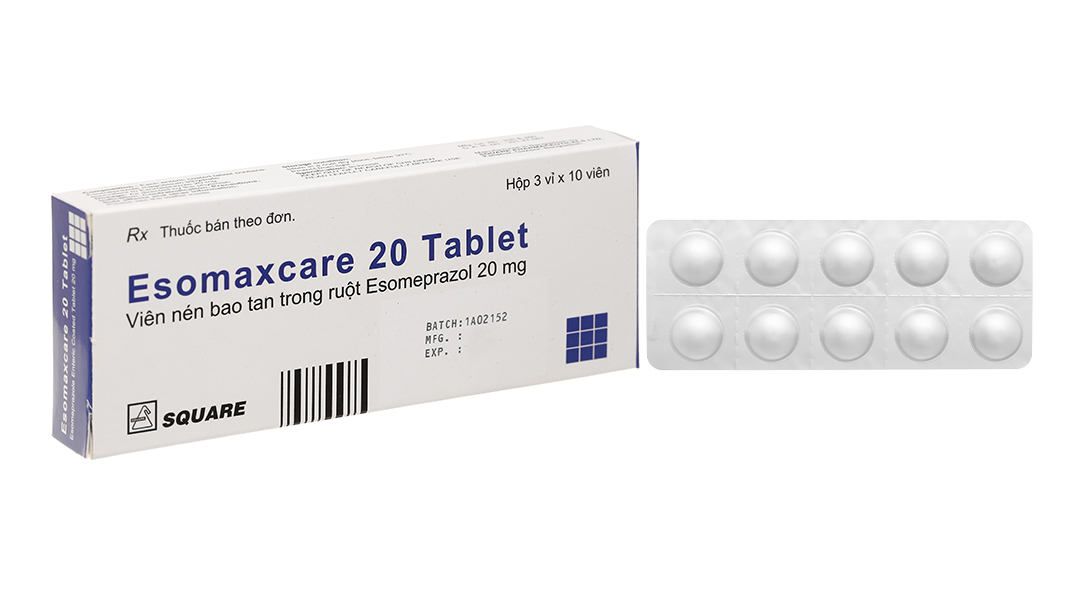 Esomaxcare 20 Tablet trị trào ngược dạ dày, thực quản (3 vỉ x 10 viên)