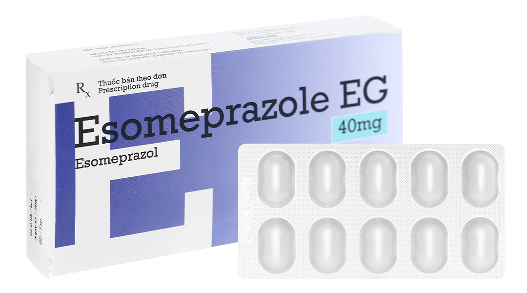 Esomeprazole EG 40mg trị trào ngược dạ dày, thực quản (2 vỉ x 10 viên)