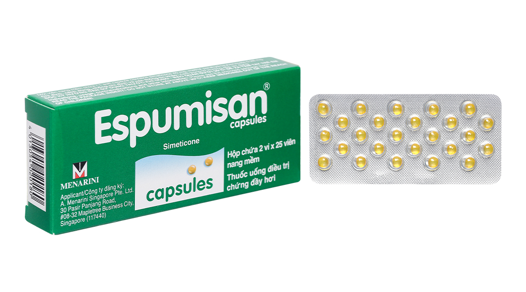 Espumisan 40mg trị đầy hơi, khó tiêu (2 vỉ x 25 viên)