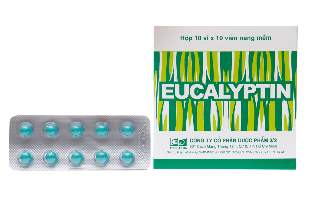 Eucalyptin 100mg sát khuẩn hô hấp (10 vỉ x 10 viên)