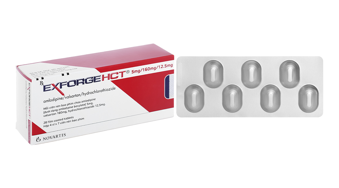 ExforgeHCT 5mg/160mg/12.5mg trị tăng huyết áp (4 vỉ x 7 viên)