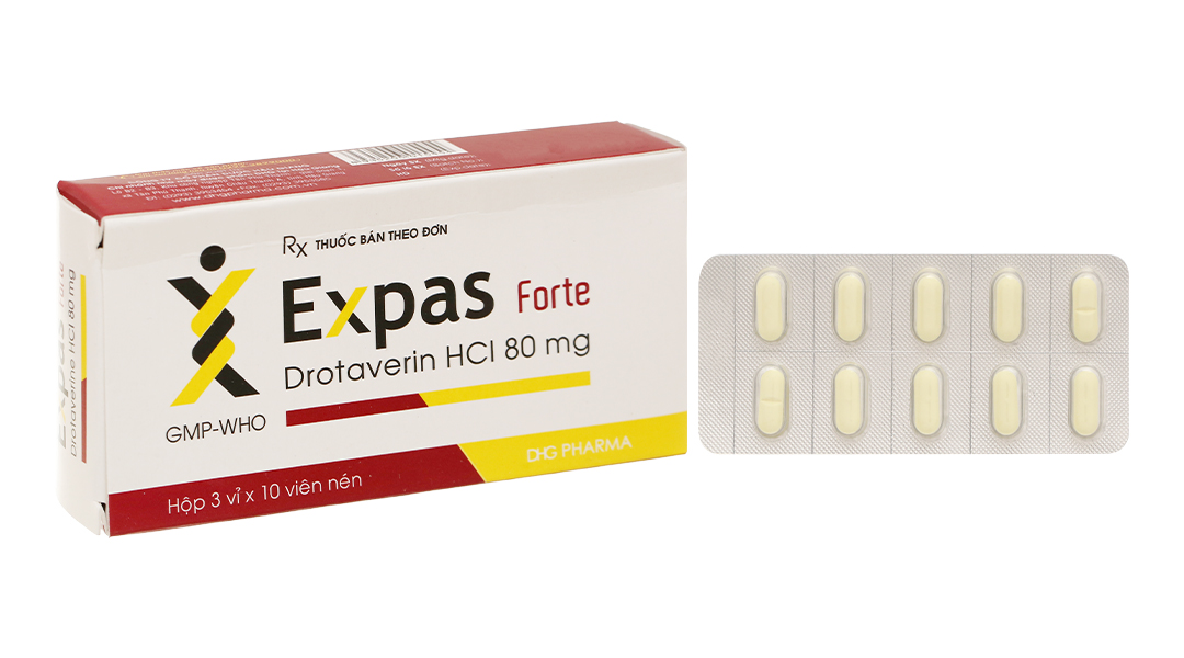 Expas Forte 80mg giảm đau do co thắt tiêu hóa (3 vỉ x 10 viên)