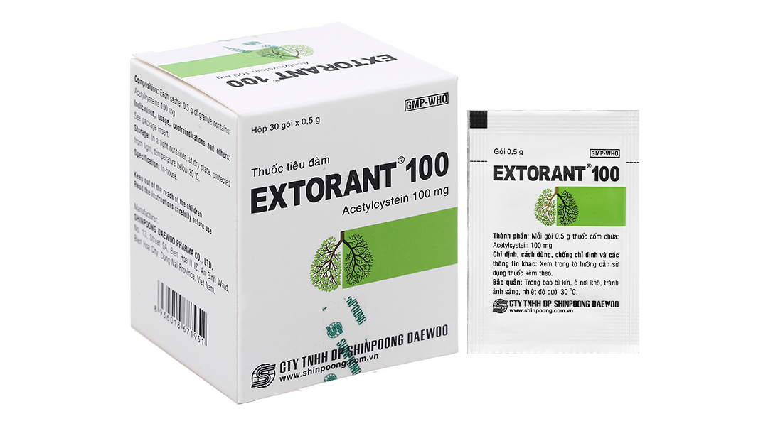 Thuốc cốm Extorant 100 tan đàm trong bệnh lý hô hấp (30 gói x 0.5g)