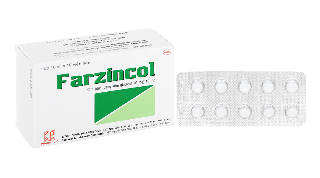 Farzincol 10mg bổ sung kẽm, trị tiêu chảy (10 vỉ x 10 viên)