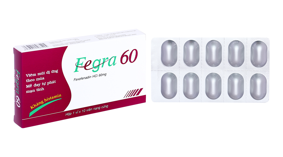 Fegra 60 trị viêm mũi dị ứng, mày đay (1 vỉ x 10 viên)