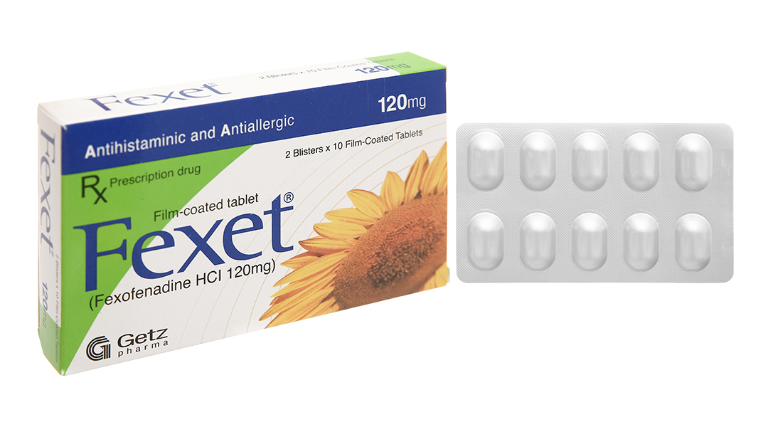 Fexet 120mg trị viêm mũi dị ứng, mày đay (2 vỉ x 10 viên)