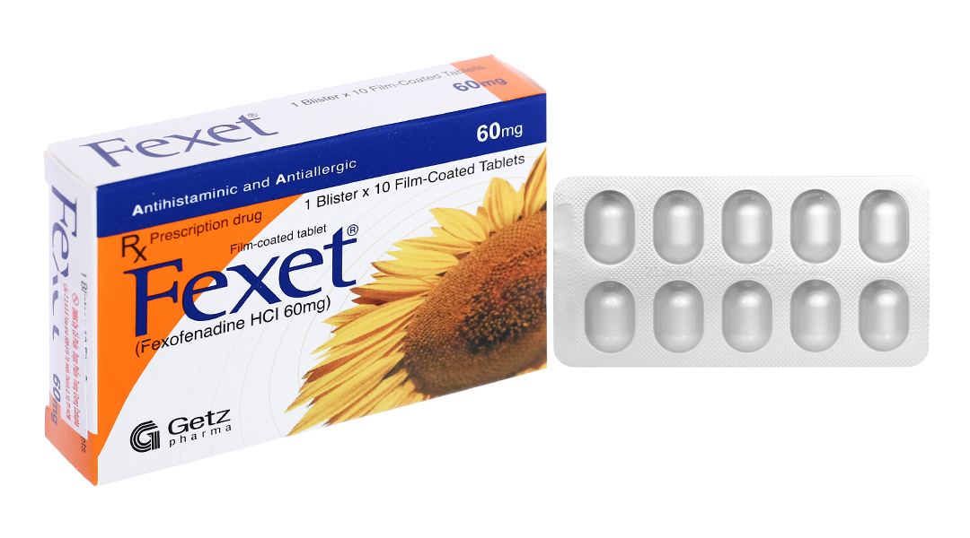 Fexet 60mg trị viêm mũi dị ứng, mày đay (1 vỉ x 10 viên)