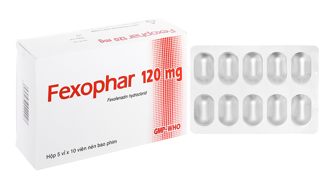 Fexophar 120mg trị viêm mũi dị ứng, mày đay (5 vỉ x 10 viên)