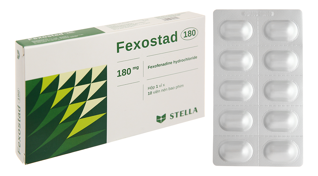 Fexostad 180 trị viêm mũi dị ứng, mày đay (1 vỉ x 10 viên)