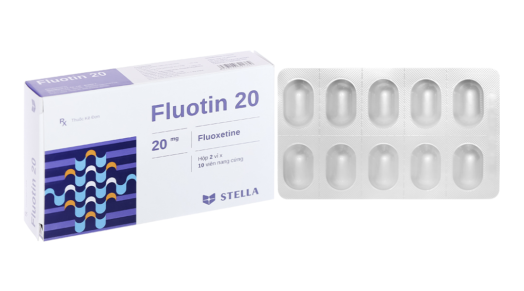 Fluotin 20 trị trầm cảm, rối loạn lưỡng cực (2 vỉ x 10 viên)