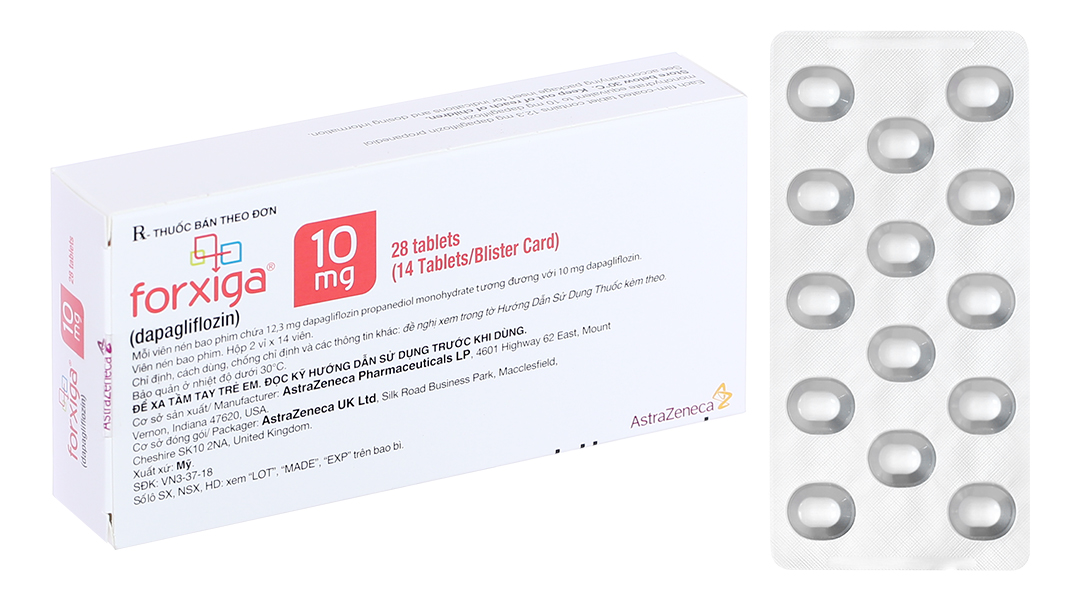 Forxiga 10mg trị đái tháo đường (2 vỉ x 14 viên)