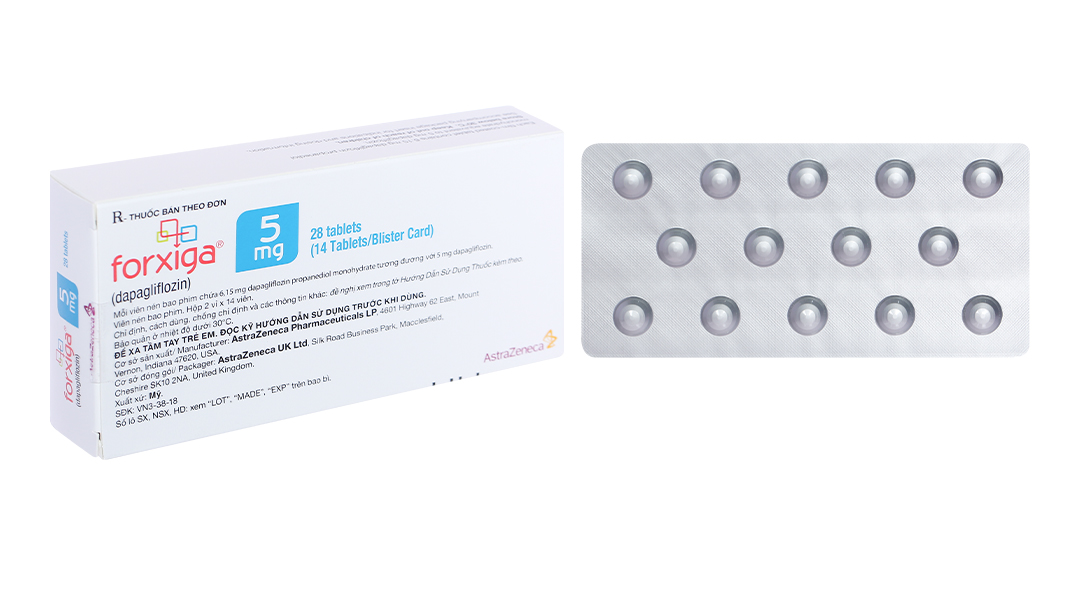 Forxiga 5mg trị đái tháo đường (2 vỉ x 14 viên)