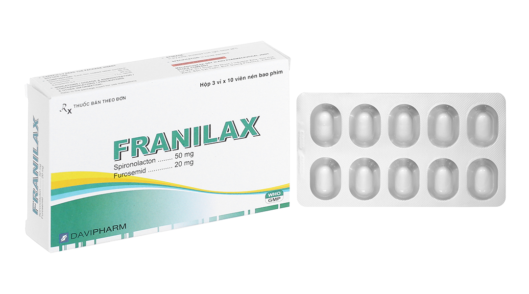 Franilax trị phù, tăng huyết áp (3 vỉ x 10 viên)