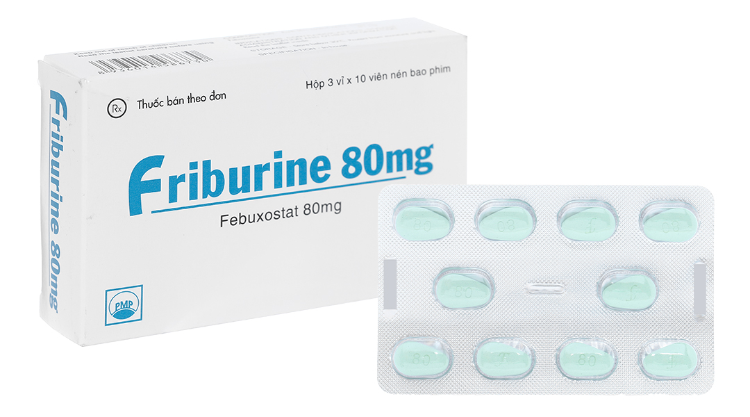 Friburine 80mg trị gout, tăng acid uric huyết (3 vỉ x 10 viên)