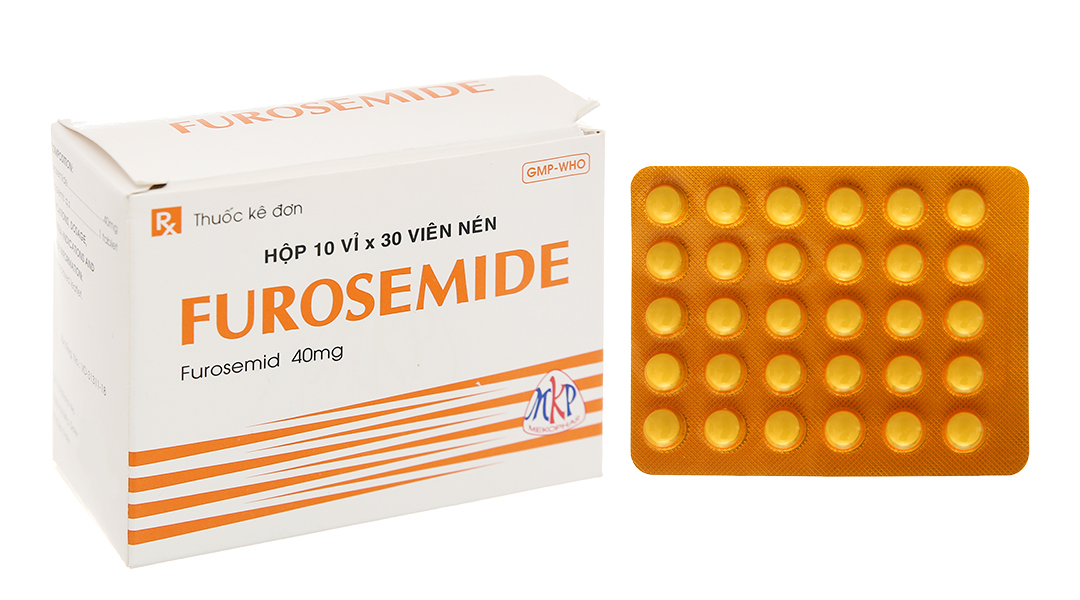 Furosemide Mekophar 40mg trị phù, tăng huyết áp, tăng canxi huyết (10 vỉ x 30 viên)