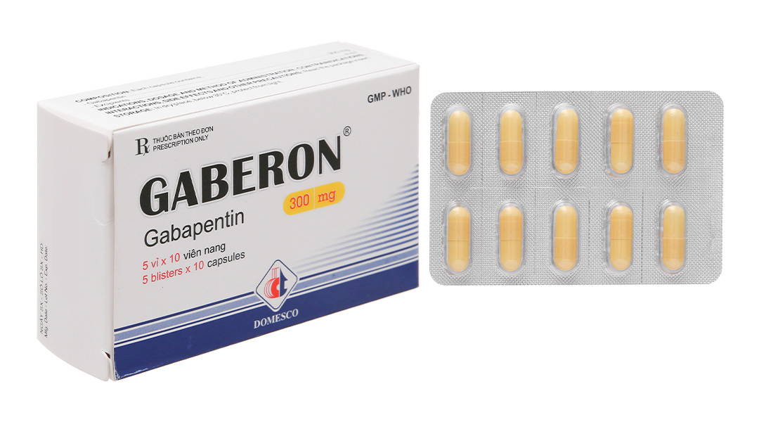 Gaberon 300mg trị động kinh, đau dây thần kinh (5 vỉ x 10 viên)