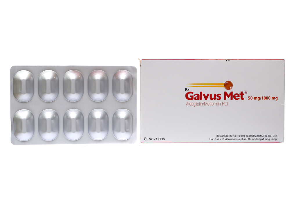 Galvus Met 50mg/1000mg trị đái tháo đường (6 vỉ x 10 viên)