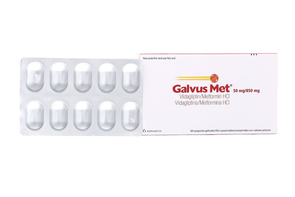 Galvus Met 50mg/850mg trị đái tháo đường (6 vỉ x 10 viên)