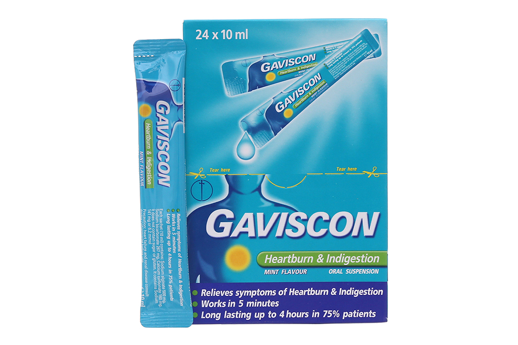 Hỗn dịch uống Gaviscon trị trào ngược dạ dày, thực quản (24 gói x 10ml)