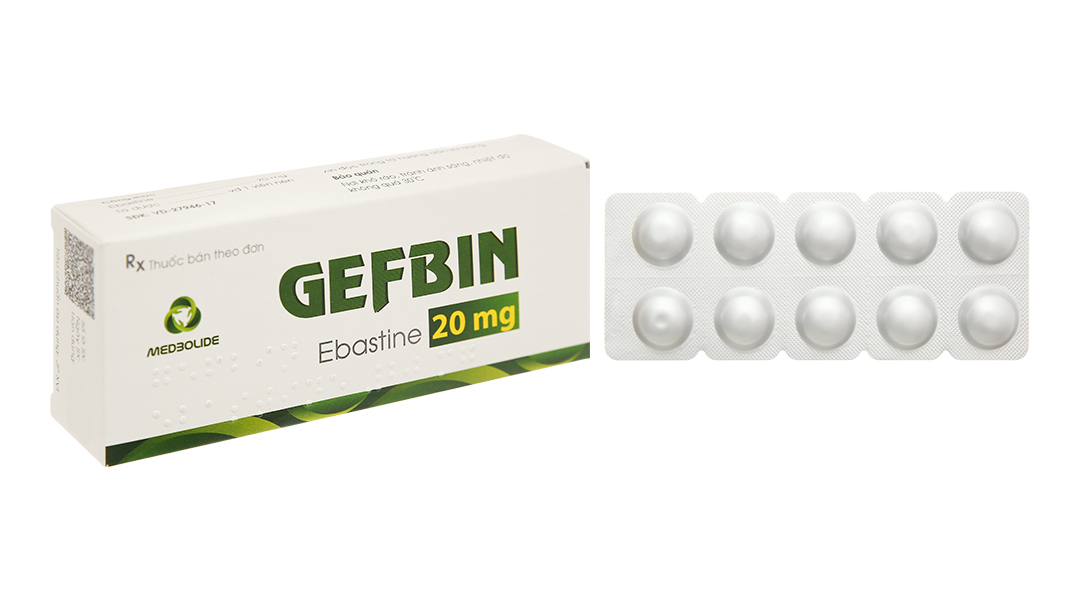 Gefbin 20mg trị viêm mũi dị ứng, mày đay (3 vỉ x 10 viên)