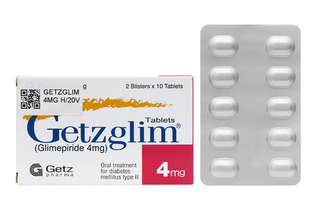 Getzglim 4mg trị đái tháo đường (2 vỉ x 10 viên)