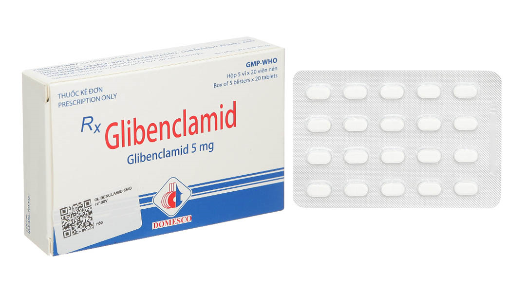 Glibenclamid 5mg trị đái tháo đường (5 vỉ x 20 viên)