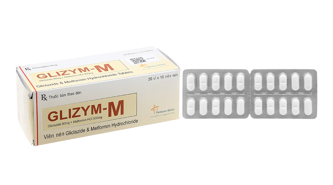 Glizym-M 80mg/500mg trị đái tháo đường (20 vỉ x 10 viên)