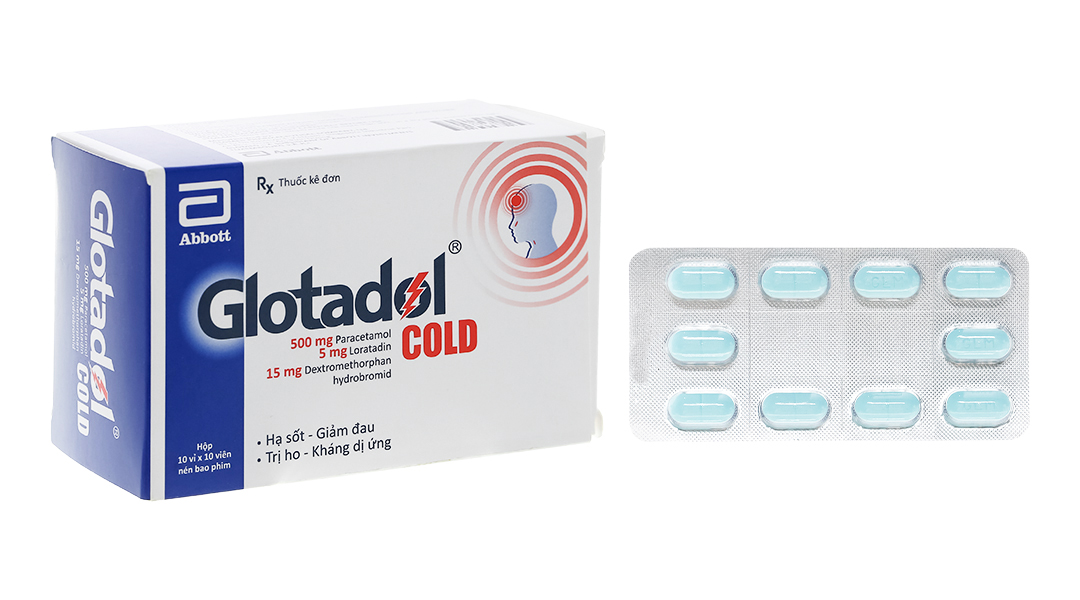 Glotadol Cold trị cảm cúm, cảm lạnh (10 vỉ x 10 viên)