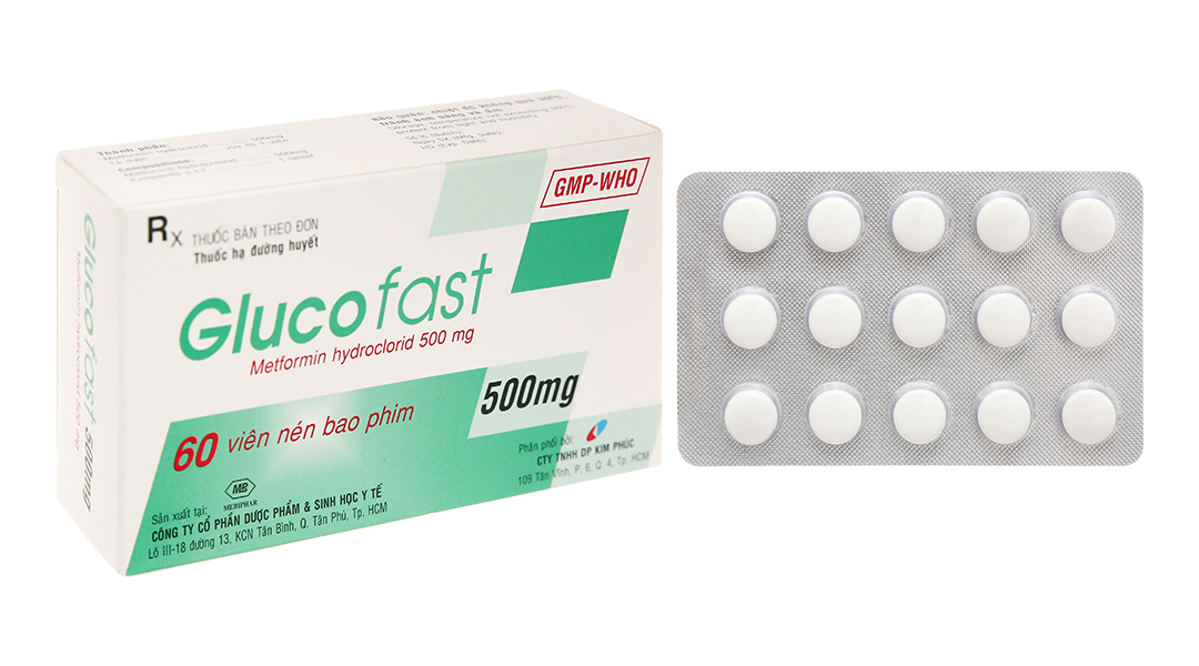 Glucofast 500mg trị đái tháo đường (4 vỉ x 15 viên)