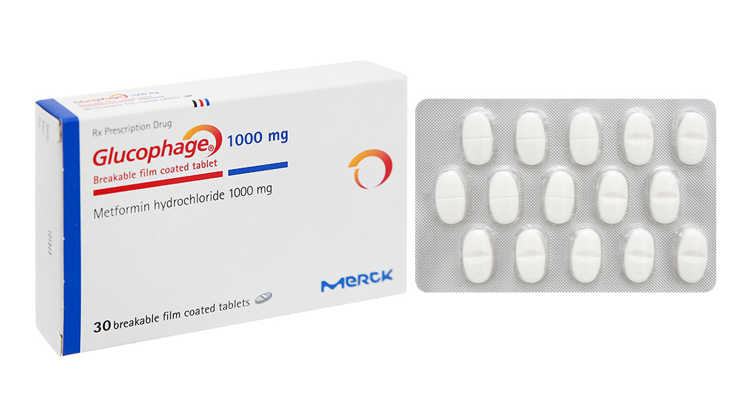 Glucophage 1000mg trị đái tháo đường (2 vỉ x 15 viên)