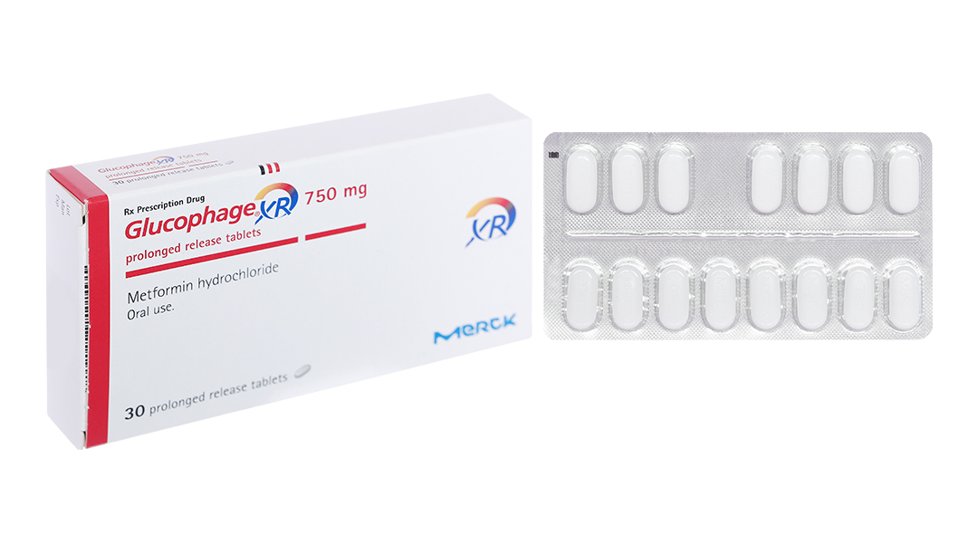 Glucophage XR 750mg trị đái tháo đường (2 vỉ x 15 viên)