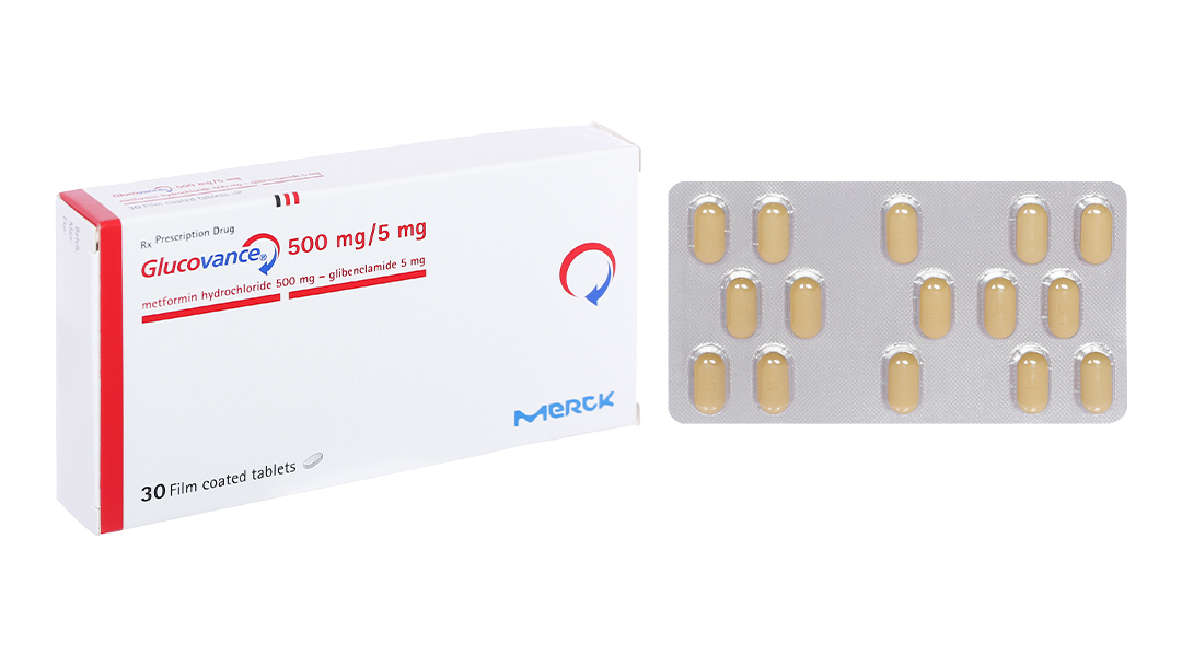 Glucovance 500mg/5mg trị đái tháo đường (2 vỉ x 15 viên)