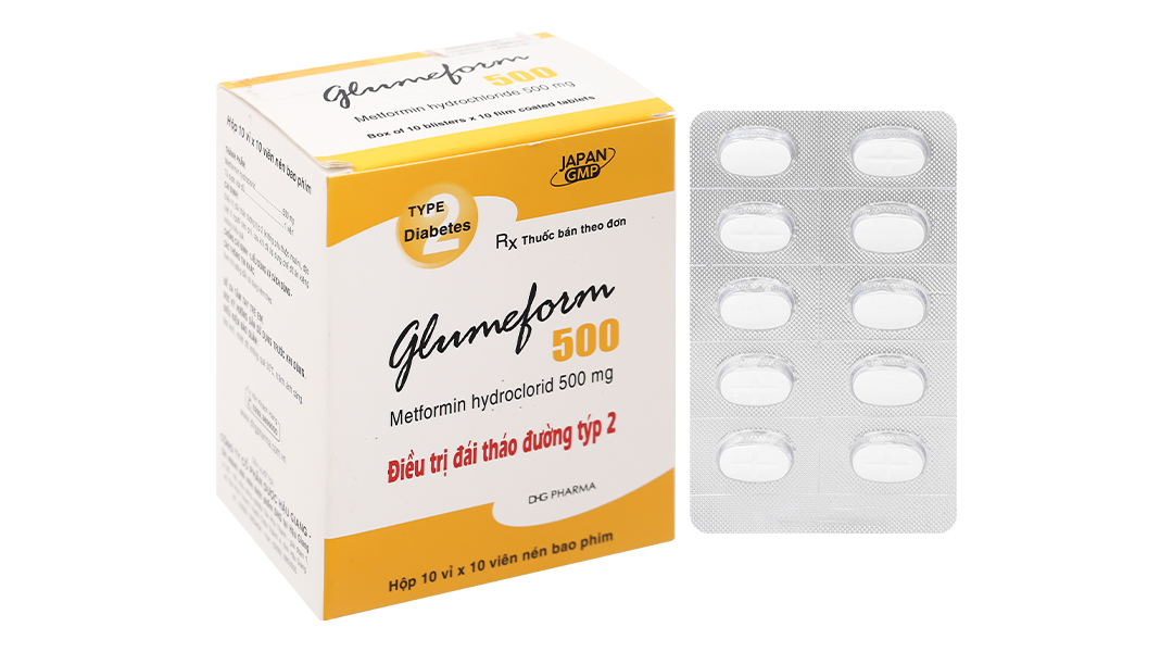 Glumeform 500 trị đái tháo đường (10 vỉ x 10 viên)