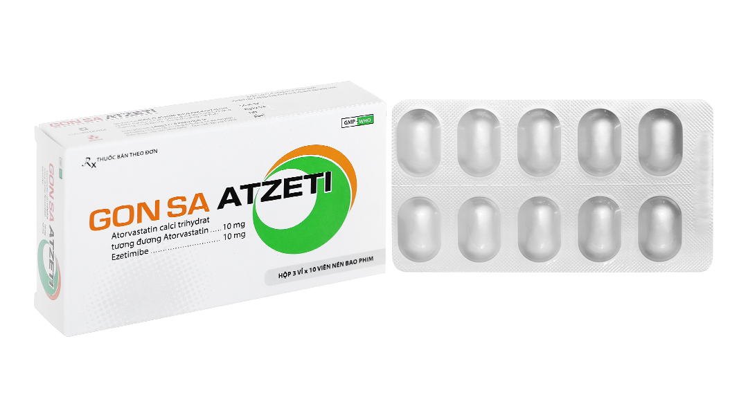 Gon Sa Atzeti 10/10mg trị rối loạn lipid máu (3 vỉ x 10 viên)