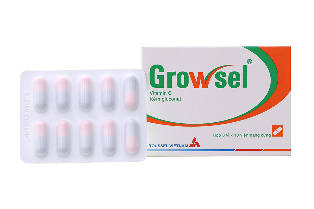 Growsel bổ sung kẽm và vitamin C, tăng đề kháng (3 vỉ x 10 viên)