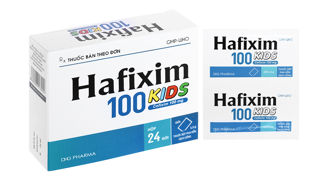 Bột pha hỗn dịch uống Hafixim 100 Kids trị nhiễm khuẩn (24 gói x 1.5g)