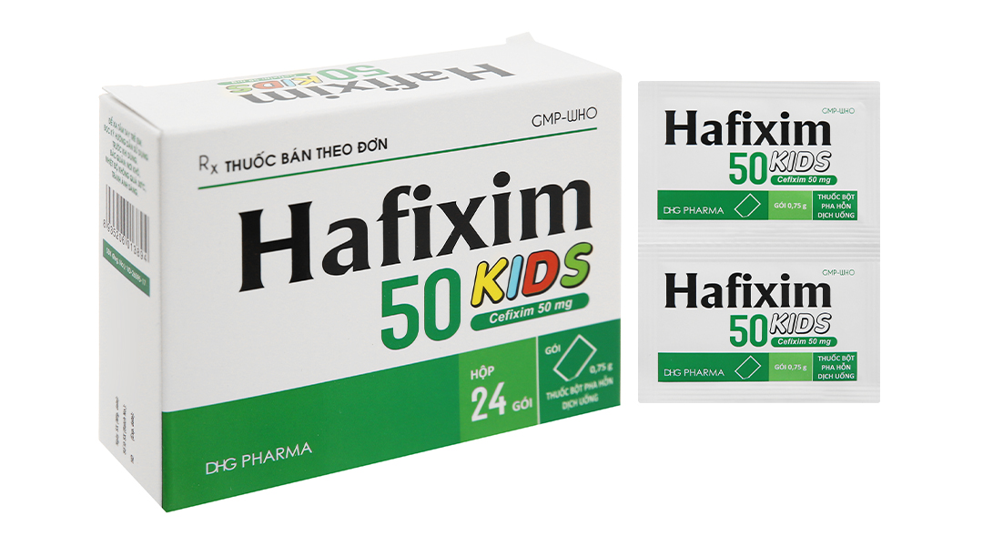 Bột pha hỗn dịch uống Hafixim 50 Kids trị nhiễm khuẩn (24 gói x 0.75g)